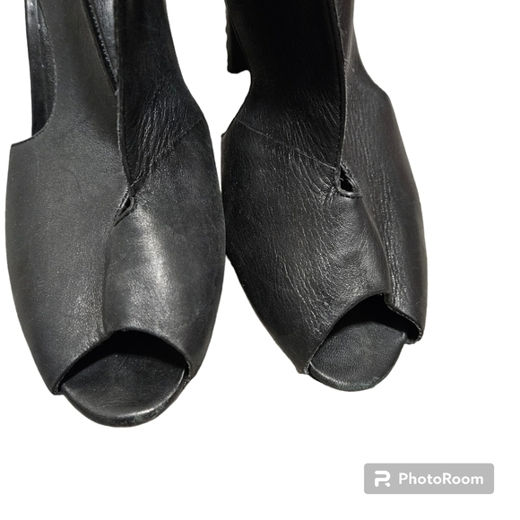 ELLIOTT LUCCA Black Alessandra Open Toe Leather Ankle Booties size 9.5 - Picture 6 of 10